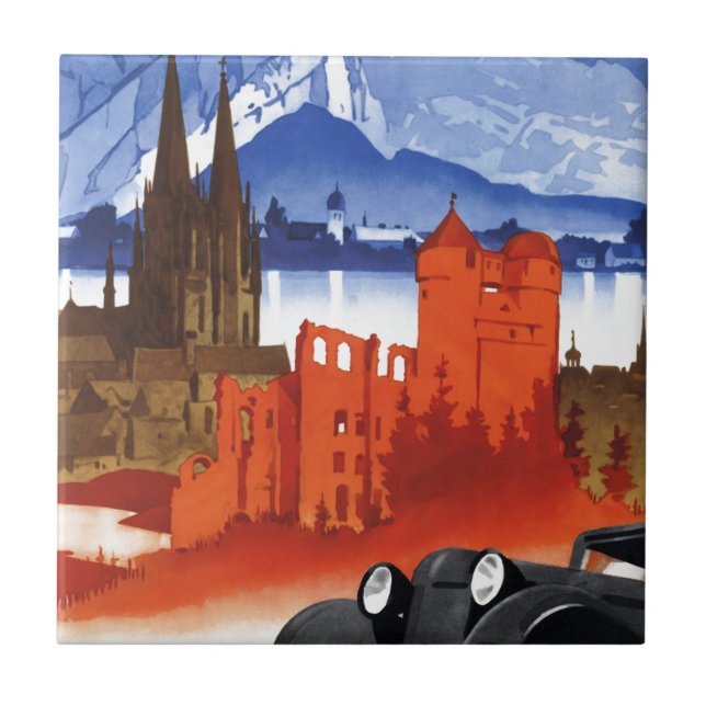 Bila i tyskland bilvintage resor kakelplatta (Framsidan)