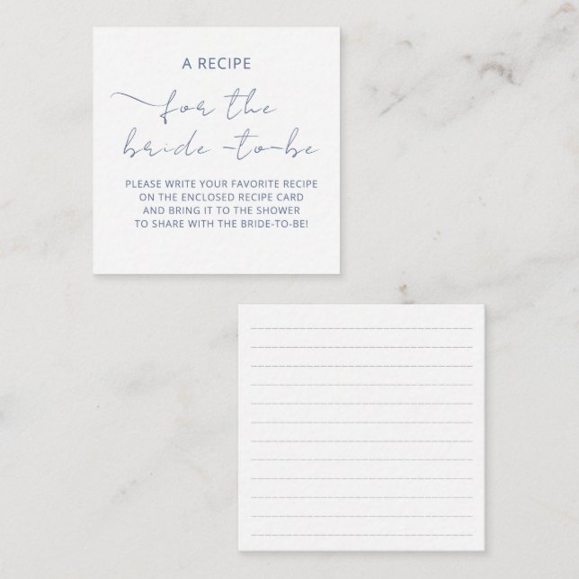 Bilaga kort "ETT RECEPT" för bröllopsduschen (Fram/baksida)