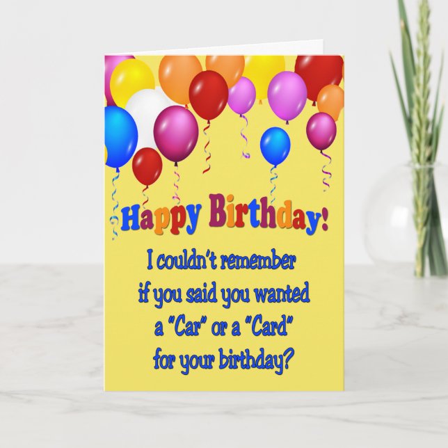 "Bilar" eller "kort"?" Födelsedagskort. Funny Kort (Framsida)