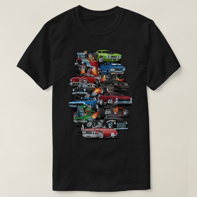 Bilar Galenheta muskelbilar Klassiska bilar och Ho T Shirt (Design framsida)