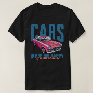 Bilar gör mig glad rolig retro röd klassisk bil t shirt
