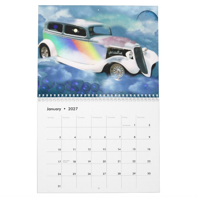 Bilar i molnkalendern vid valxart.com kalender (Jan 2027)
