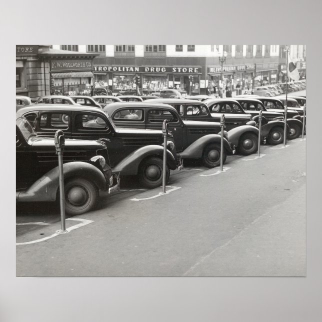 Bilar i Omaha, 1938. Gammalt foto Poster (Framsidan)