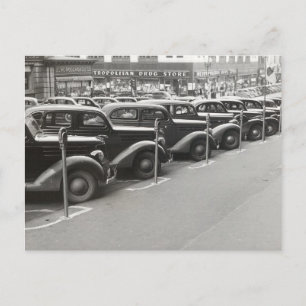 Bilar i Omaha, 1938 Vykort