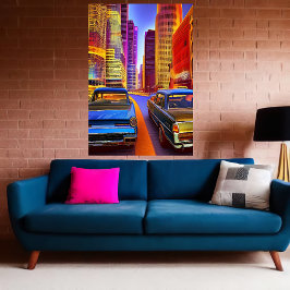 Bilar i staden | AI Art Poster