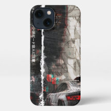 Bilar i Tokyo City iPhone 13 Slim Fit Fodral, Glos