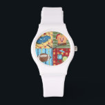 Bilar, Jersey, Football and Drum Kit Armbandsur<br><div class="desc">Vad har en bil,  fotboll,  jersey och trumman gemensamt? Var och en av dem visas i den underbara utskriften av Megan Meagher. Det skulle vara en fantastisk för ett barn eller en vuxen som fortfarande är ett barn i hjärtat. Beställ en kopia idag!</div>