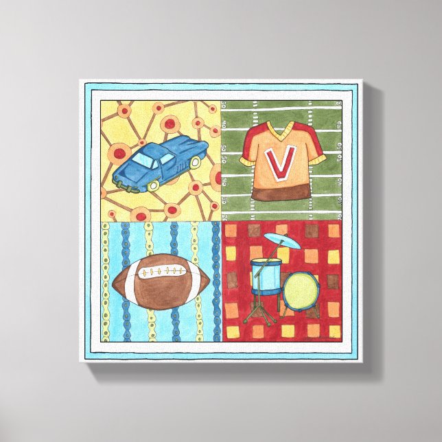 Bilar, Jersey, Football and Drum Kit Canvastryck (Framsida)