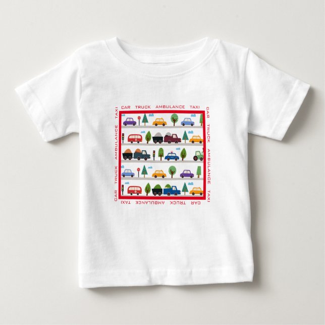 Bilar, Lastbil, Ambulans, Taxi Baby Småbarn T-Shir T Shirt (Framsida)