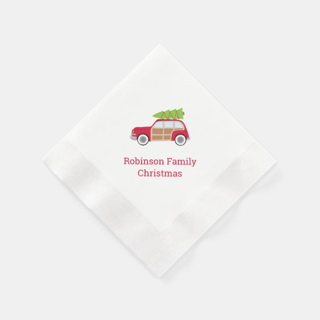 Bilar med Julgran diagonal Pappersservett (Hörn)