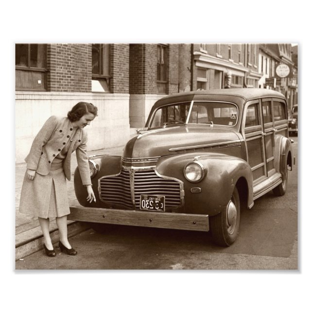 Bilar med trästrumpa WWII Fototryck (Framsidan)