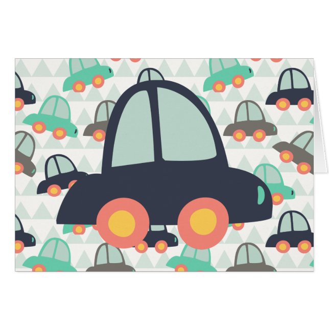 Bilar och fler bilar hälsningskort (Framsidan Horizontal)