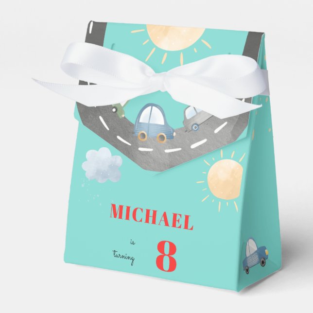 Bilar och fordon på födelsedagspressen presentaskar (Framsidan Sidan)