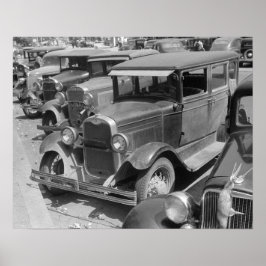 Bilar på Main Street, 1941. Gammalt foto Poster