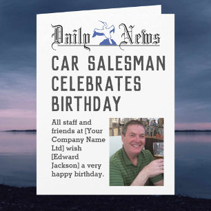 Bilar Salesman Birthday Card för att anpassa Kort