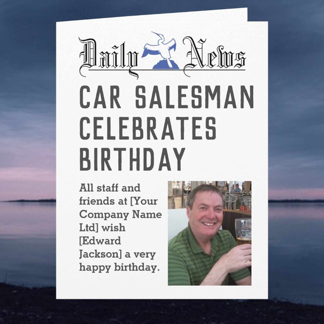 Bilar Salesman Birthday Card för att anpassa Kort (Skapare uppladdad)