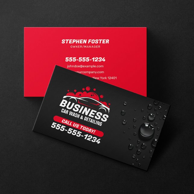 Bilar Tvättar svart Vatten-droppe svart (mobil) i  Visitkort (Skapare uppladdad)