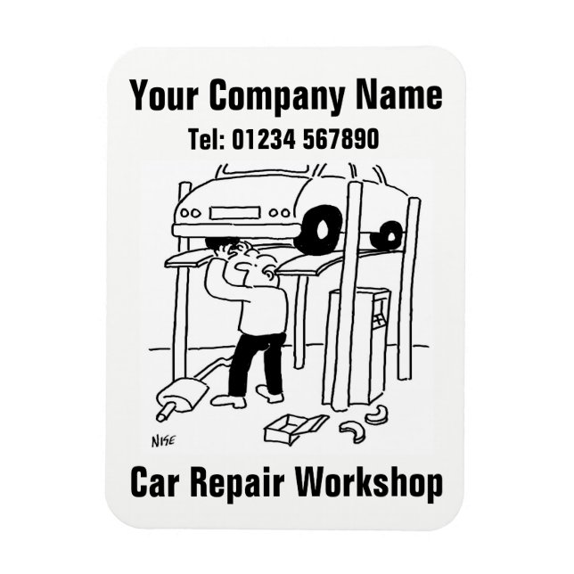 Bilarbetswerkstatt Cartoon Magnet (Vertikal)