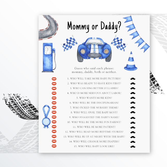 Bilbabydusch i tävling - mamma- eller pappa-spel (Skapare uppladdad)