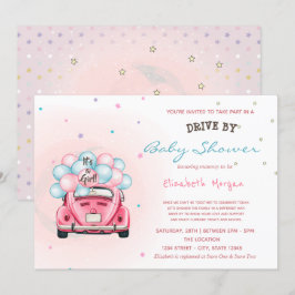 Bilballonger stjärnor Drive By Baby Shower Inbjudningar