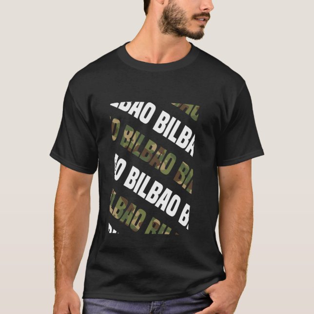 Bilbao Camo Mönster Grönt Camouflage T Shirt (Framsida)