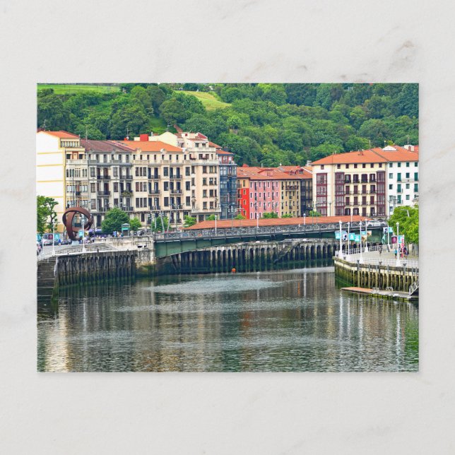 Bilbao. Cityscape med floden. Vykort (Framsida)