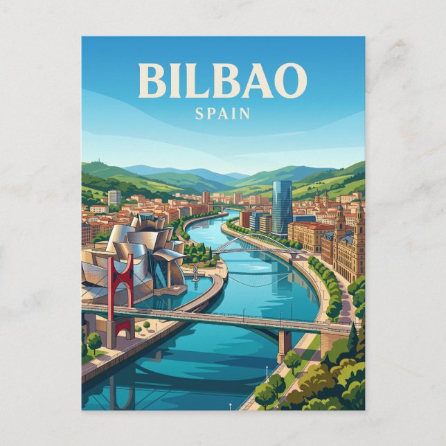 Bilbao flodmynning Spanien Vykort (Framsida)