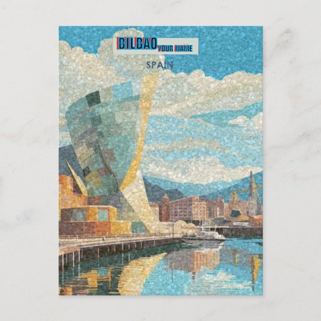 Bilbao Spain Art Print, Bilbao Art Illustrat Vykort (Framsida)