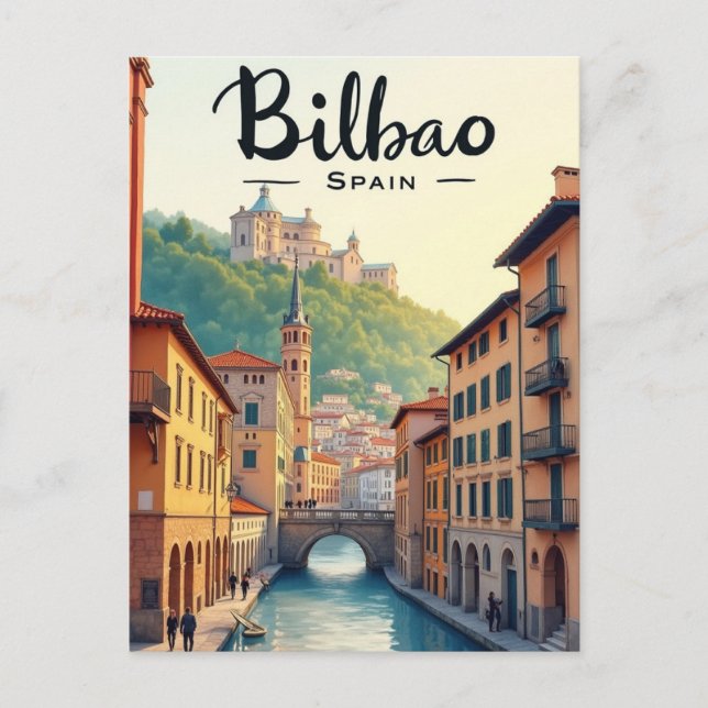 Bilbao Spain Art Vintage Travel Vykort (Framsida)