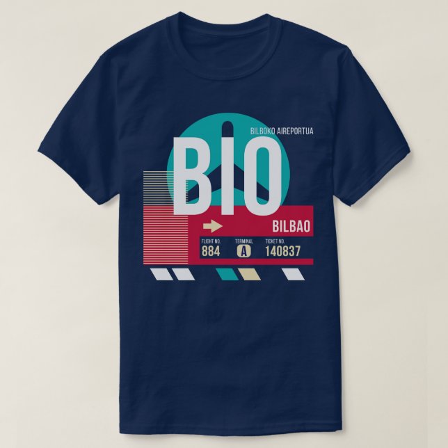 Bilbao Spain BIO Airport Code Baggage Märkre T Shirt (Design framsida)