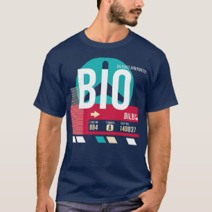 Bilbao Spain BIO Airport Code Baggage Märkre T Shirt