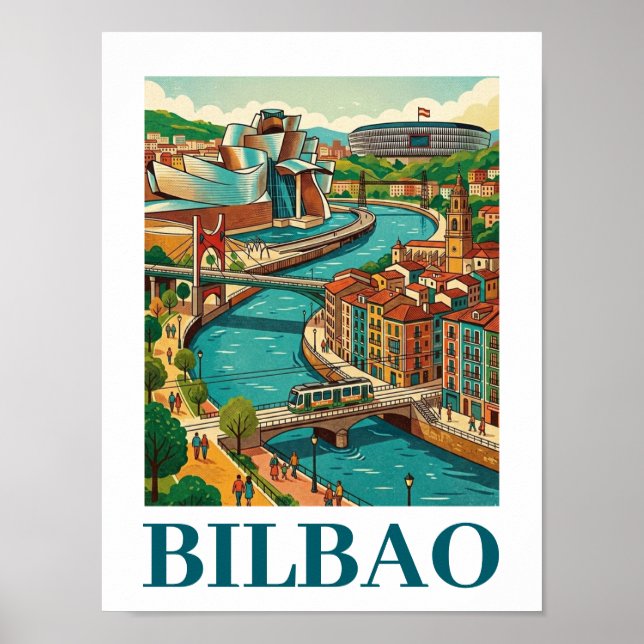Bilbao Spain Travel - Colorful Architecture Poster (Framsidan)
