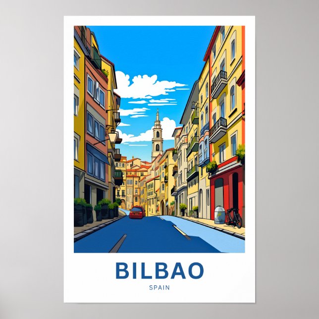 Bilbao Spain Travel Skriv ut Poster (Framsidan)