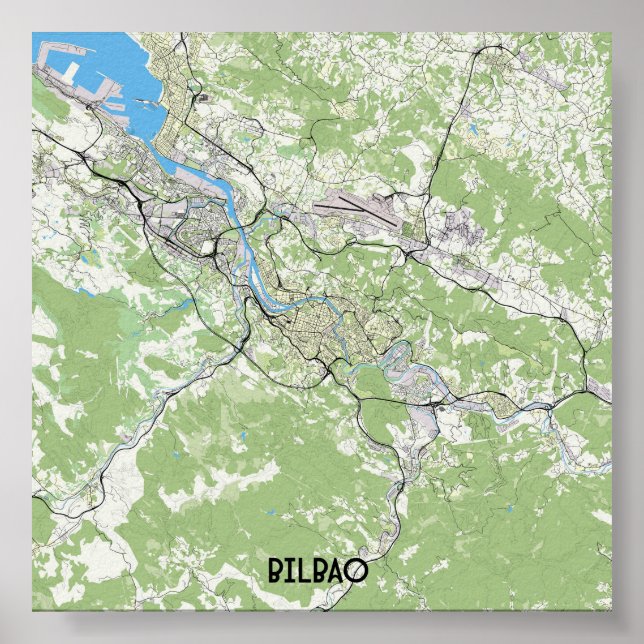 Bilbao Spanien karta Poster (Framsidan)