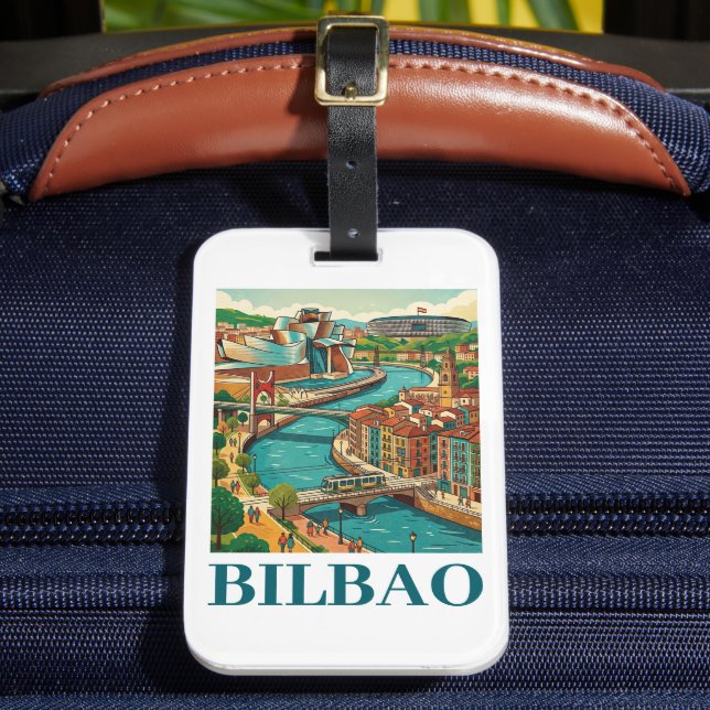 Bilbao Spanien Resa - Färgrik Arkitektur Bagagebricka (Framsida Insitu 2)
