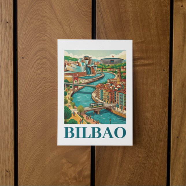 Bilbao Spanien Resa - Färgrik Arkitektur Vykort (Bilbao Spain Travel - Colorful Architecture Postcard)