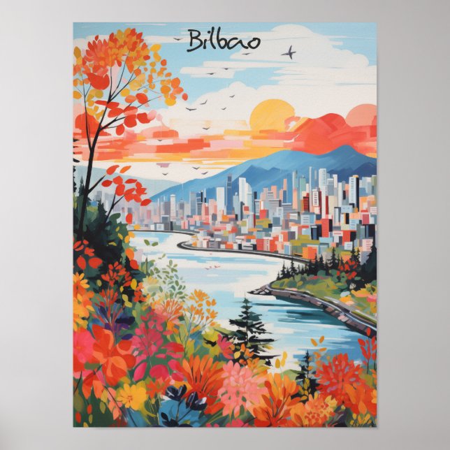 Bilbao Spanien Resa Stad Väggkonst Estetik (Framsidan)