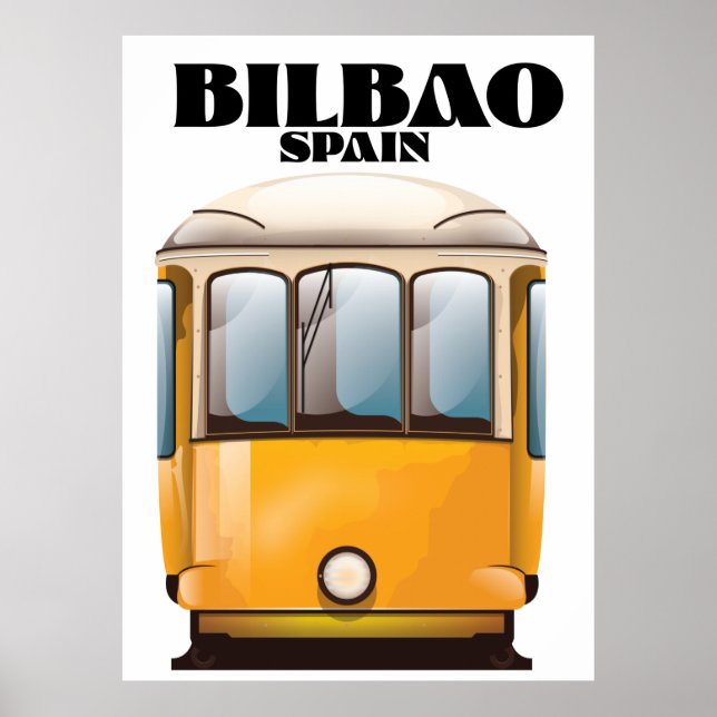 Bilbao Spanien spårvagn resa affisch (Framsidan)