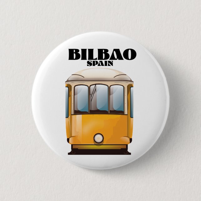Bilbao Spanien spårvagn resa affisch Knapp (Framsida)