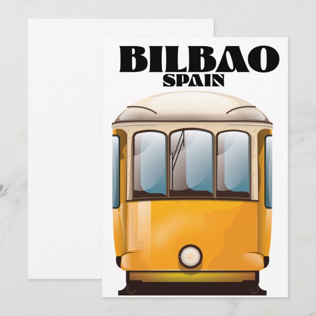 Bilbao Spanien spårvagn resa affisch Spara Datumet (Fram/baksida)