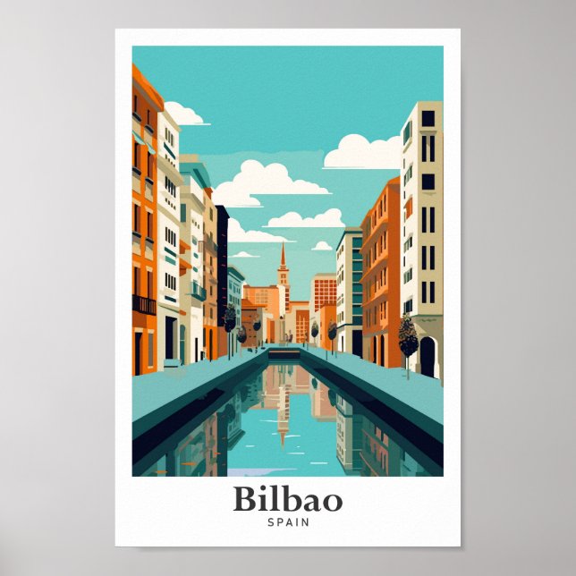 Bilbao Spanien Vintage resor Porträtt Poster (Framsidan)