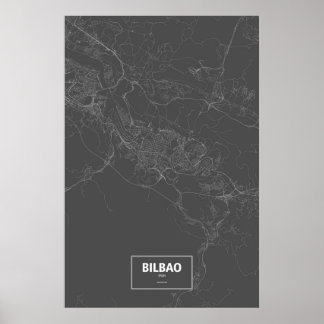 Bilbao, Spanien (vitt på svart) Poster