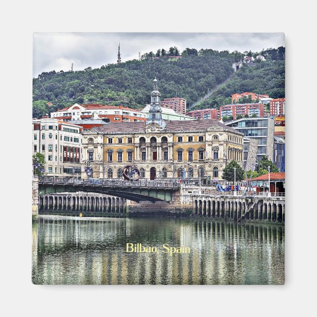 Bilbao, Spaniens cityscape-foto Magnet (Framsidan)