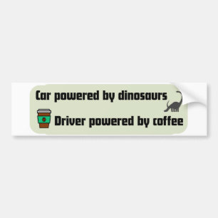 Bilbil med dinosaurier, chaufför med kaffe bildekal