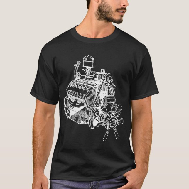Bilbil v 12 motorbilskonst t shirt (Framsida)