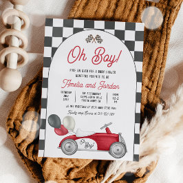 Bilbilskuvret i tävling Baby Shower Boy Red Tävlin Inbjudningar