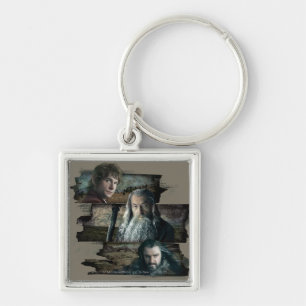 BILBO BAGGINS™, Gandalf, THORIN OAKENSHIELD™ Fyrkantig Silverfärgad Nyckelring