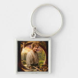 BILBO BAGGINS™ in Shire Collage Fyrkantig Silverfärgad Nyckelring