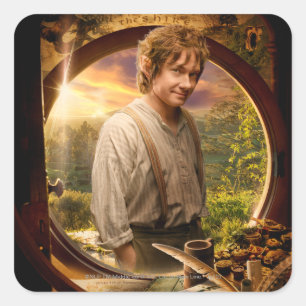 BILBO BAGGINS™ in Shire Collage Fyrkantigt Klistermärke