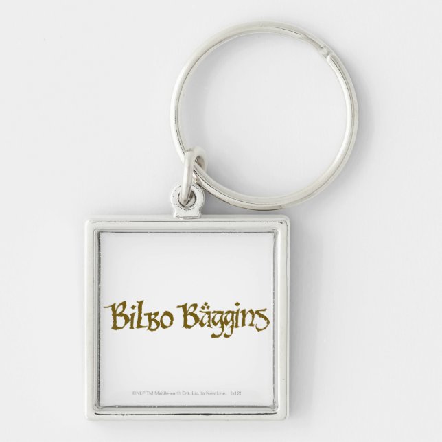 BILBO BAGGINS™ Stabil Fyrkantig Silverfärgad Nyckelring (Framsidan)